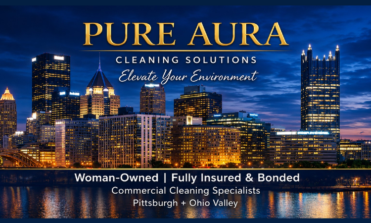 Pure Aura Cleaning Solutions Pittsburgh skyline brand artwork